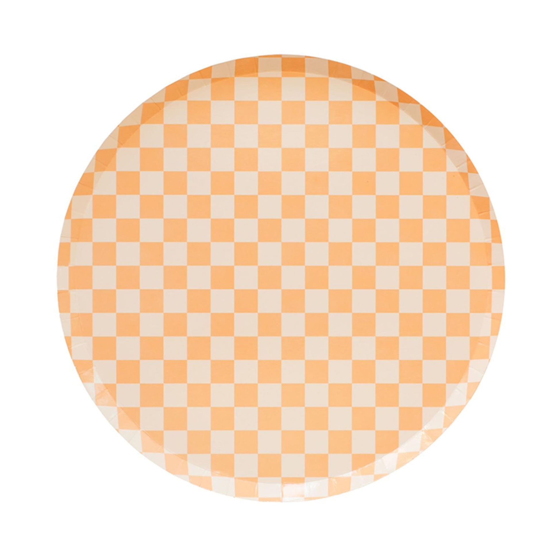 Jollity & Co Check It! Dinner Plates - Peaches N' Cream Paper Plates - Pack of 8 Paper Plates Disposable - Checkered Pattern Party Plates for Baby