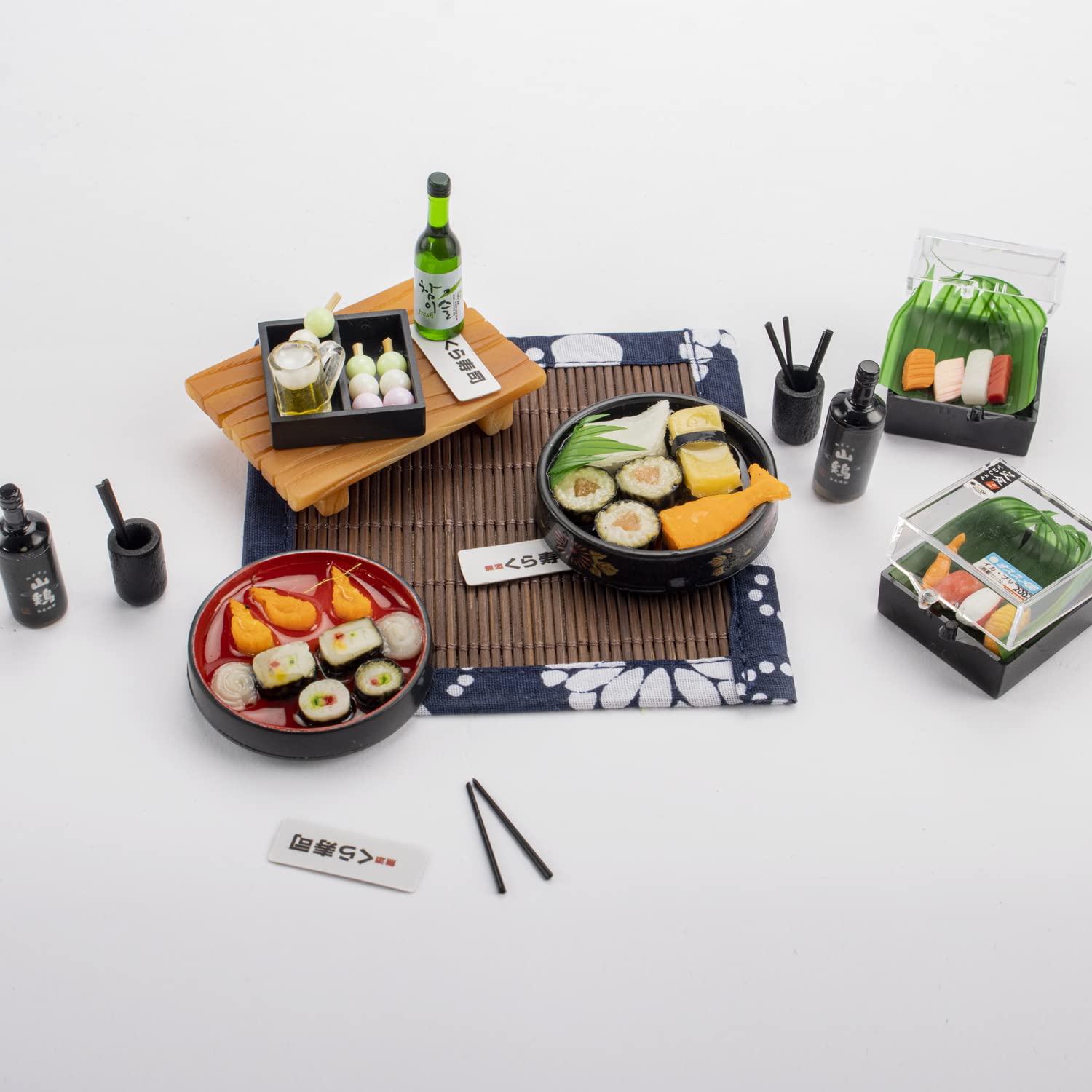 5 Set Miniature Sushi Figurines Mini Japanese Food Props for Mini House Japanese Living Room Scene Decoration
