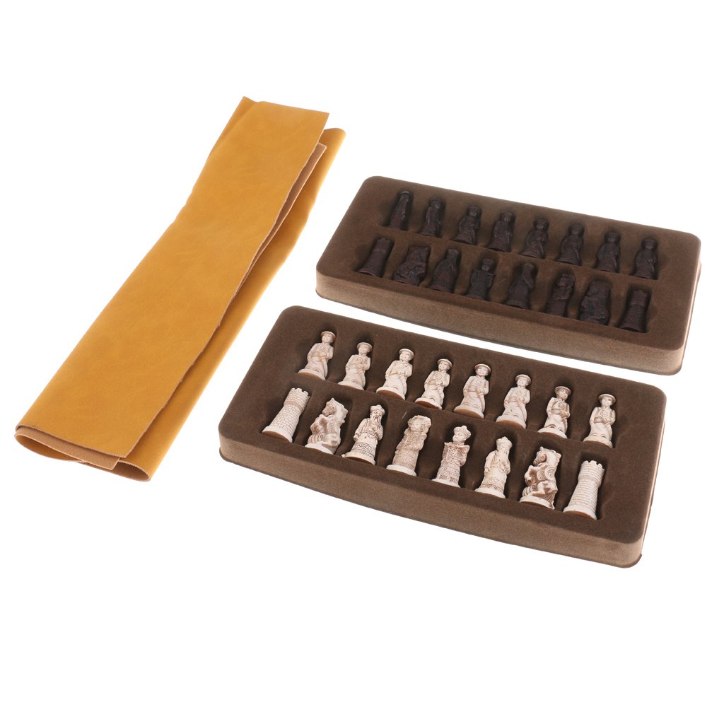 Baosity Chinese Chess Set with Resin Figurine Pieces, Foldable Board for Travel and Xiangqi Players