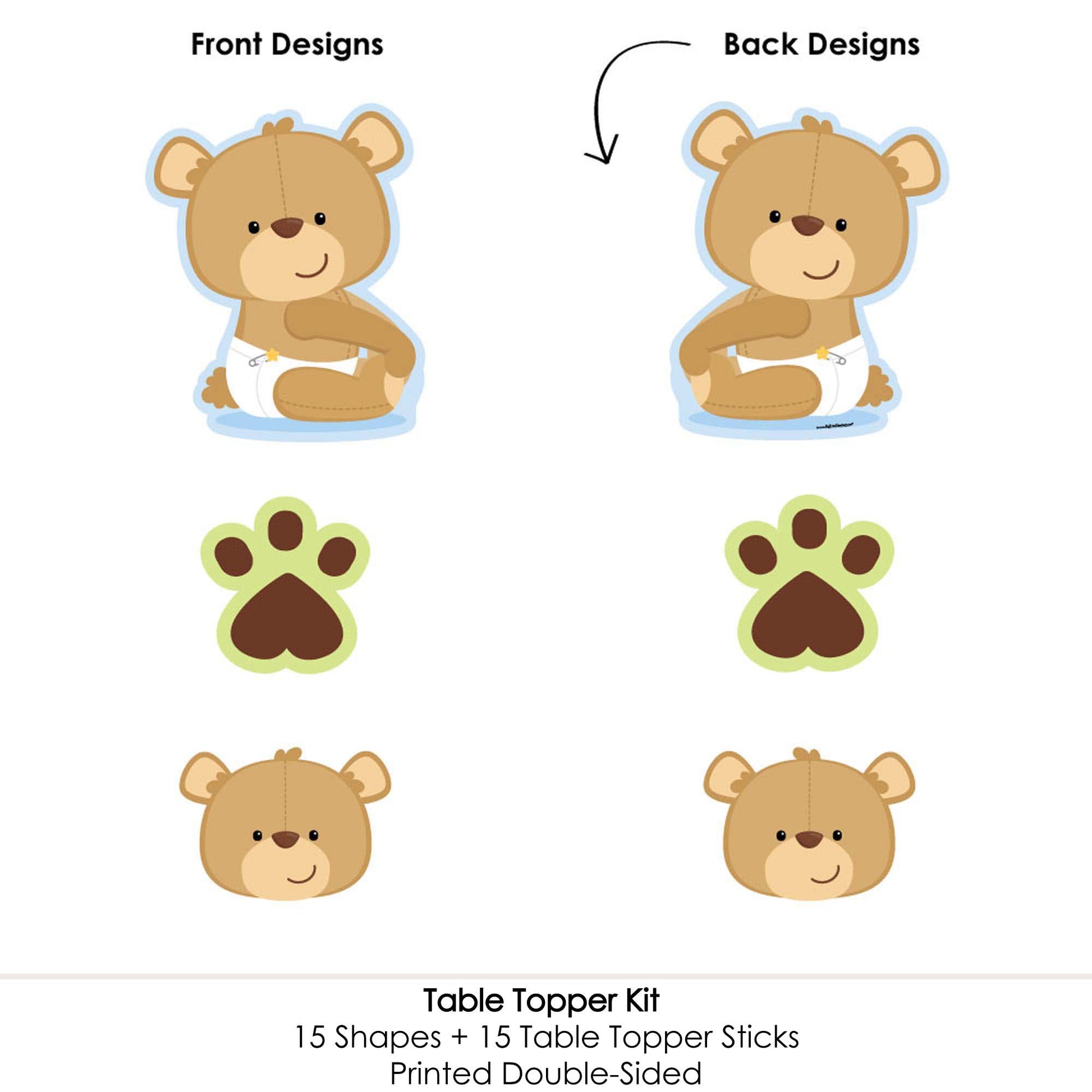 Big Dot of Happiness Baby Boy Teddy Bear - Baby Shower Centerpiece Sticks - Table Toppers - Set of 15