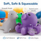 15 PCS Ocean Animals Rubber Bath Toy Water Squirters with Floating Bathtub Squeeze and Play Soft Sea Creatures anf Fishing Net for Baby, Toddlers