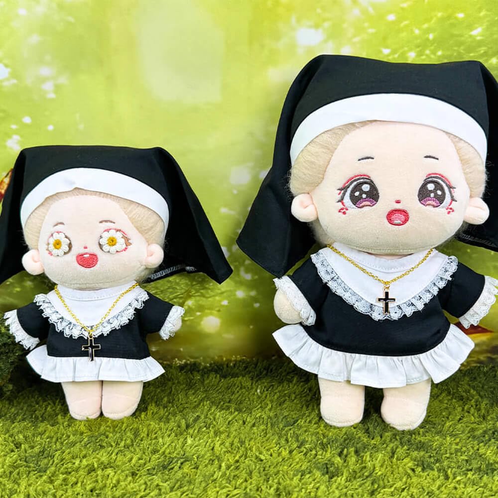 niannyyhouse 20cm Plush Doll Nun Clothes Black Headdress Dress Accessories 8in Plush Doll Accessories (20cm)