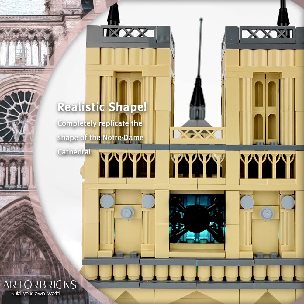 ArtorBricks Notre Dame de Paris Architecture Model Kit - 1378-Piece Premium Building Set for Collectors, Detailed Display & Thoughtful Gift Idea