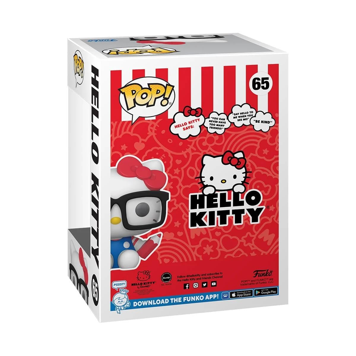 Funko Pop! Hello Kitty 65 - Hello Kitty Hipster Nerd with Glasses Exclusive Flocked