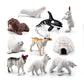 OUKEYI 10PCS Realistic Polar Animals Figurines - Mini Arctic Animals Toys Set - 1-2 Inch Plastic Tundra Deer, Bear, Fox Kids Diorama Birthday Gift