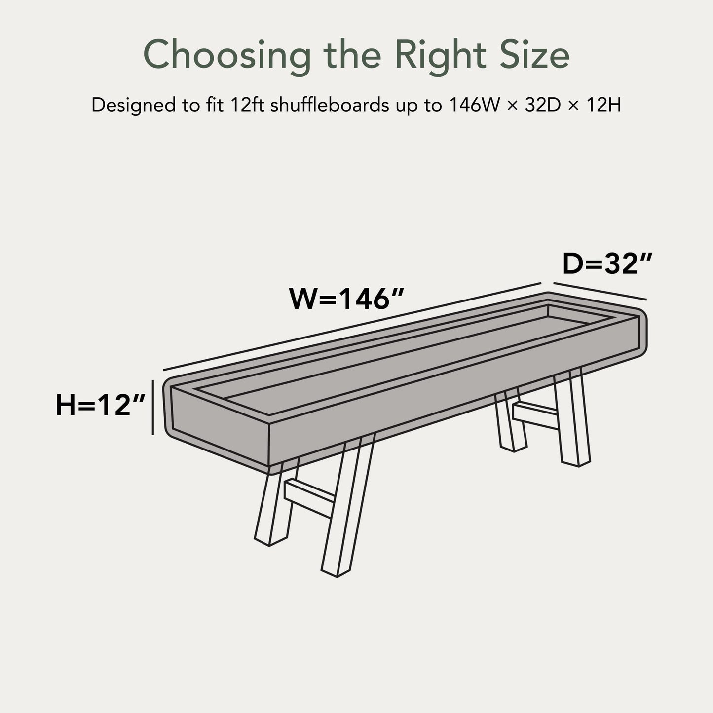 Covermates Elite 12FT Shuffleboard Table Cover - Water-Resistant All-Weather Protector with Buckle Straps & Touch Fastener Closure, Heavy-Duty