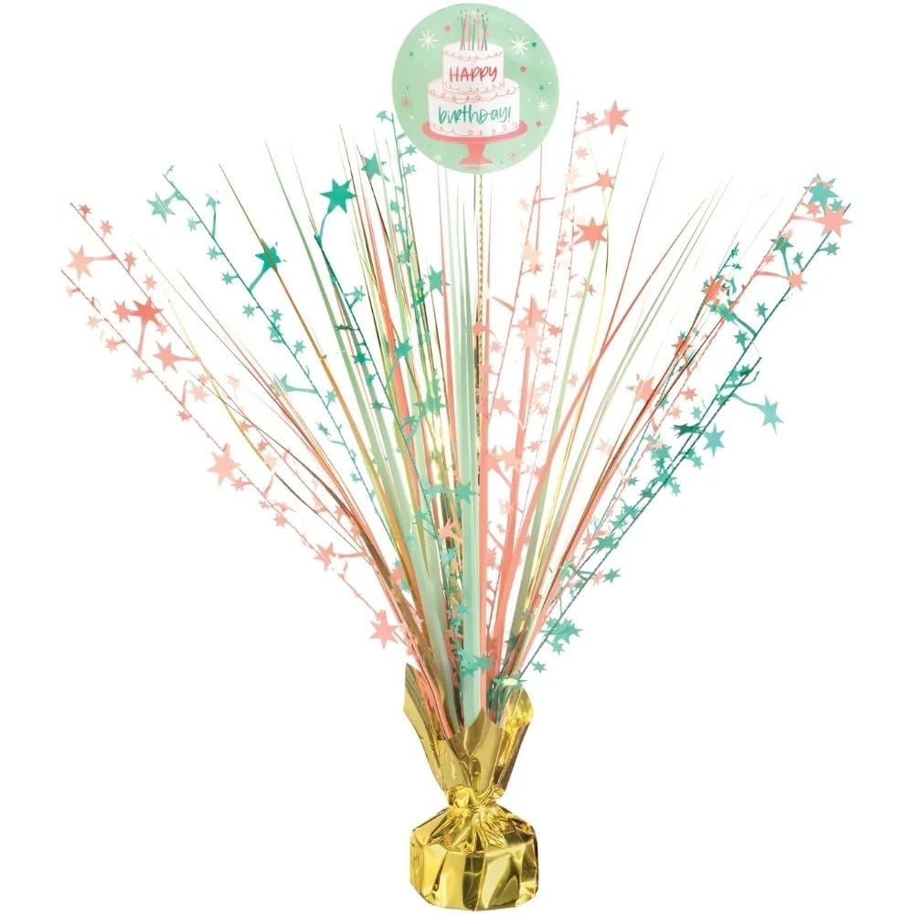 Foil Spray Centerpiece - 1 Pc. - Stunning Design, Perfect Party Accessory For Milestone Celebrations, Happy Cake Day, 18"
