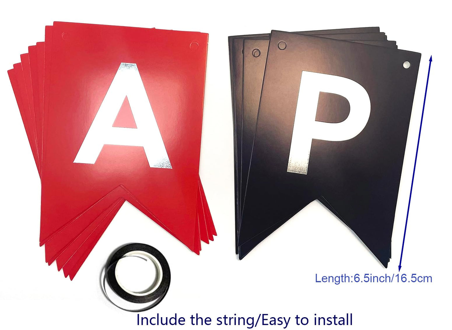Runhiskii Happy Birthday Banner, Red Black Cardstock Decorations, 13pcs Reusable Banner for Men Women Boys Girls