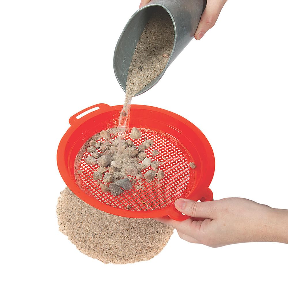 Fun Express 5-Piece Sand Sieve Sifter Set - Colorful Beach Toy Set Kids Outdoor Play & Sand Fun - Perfect Beach Days Receptions & Special Occasions