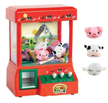 Electronic Arcade Claw Machine Mini Candy Prize Dispenser Game with 4 Plush Toys and Coins