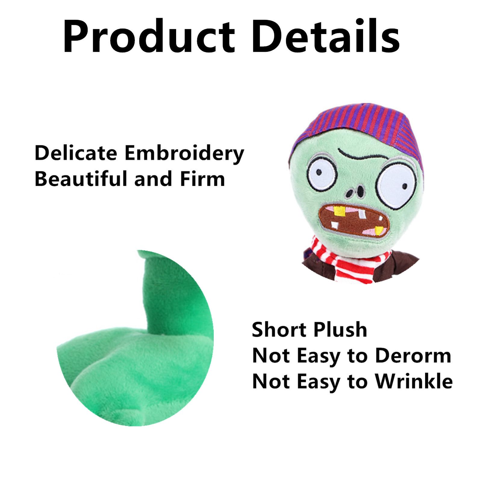 JHESAO 3 PCS Plants and Zombies Plush Pirate Zombies Toys PVZ Plush 1 2 Stuffed Soft Doll Reed Toy Threepeater, New Pirate Zombies Great Gifts