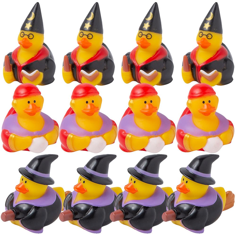 Halloween Witchcraft Rubber Duckies - 2.5" (12 Pcs) Vinyl Duckies in Unique and Creepy Designs - Perfect for Decorations, Party Favors,