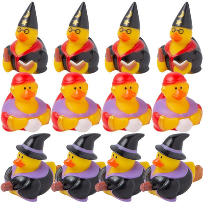 Halloween Witchcraft Rubber Duckies - 2.5" (12 Pcs) Vinyl Duckies in Unique and Creepy Designs - Perfect for Decorations, Party Favors,