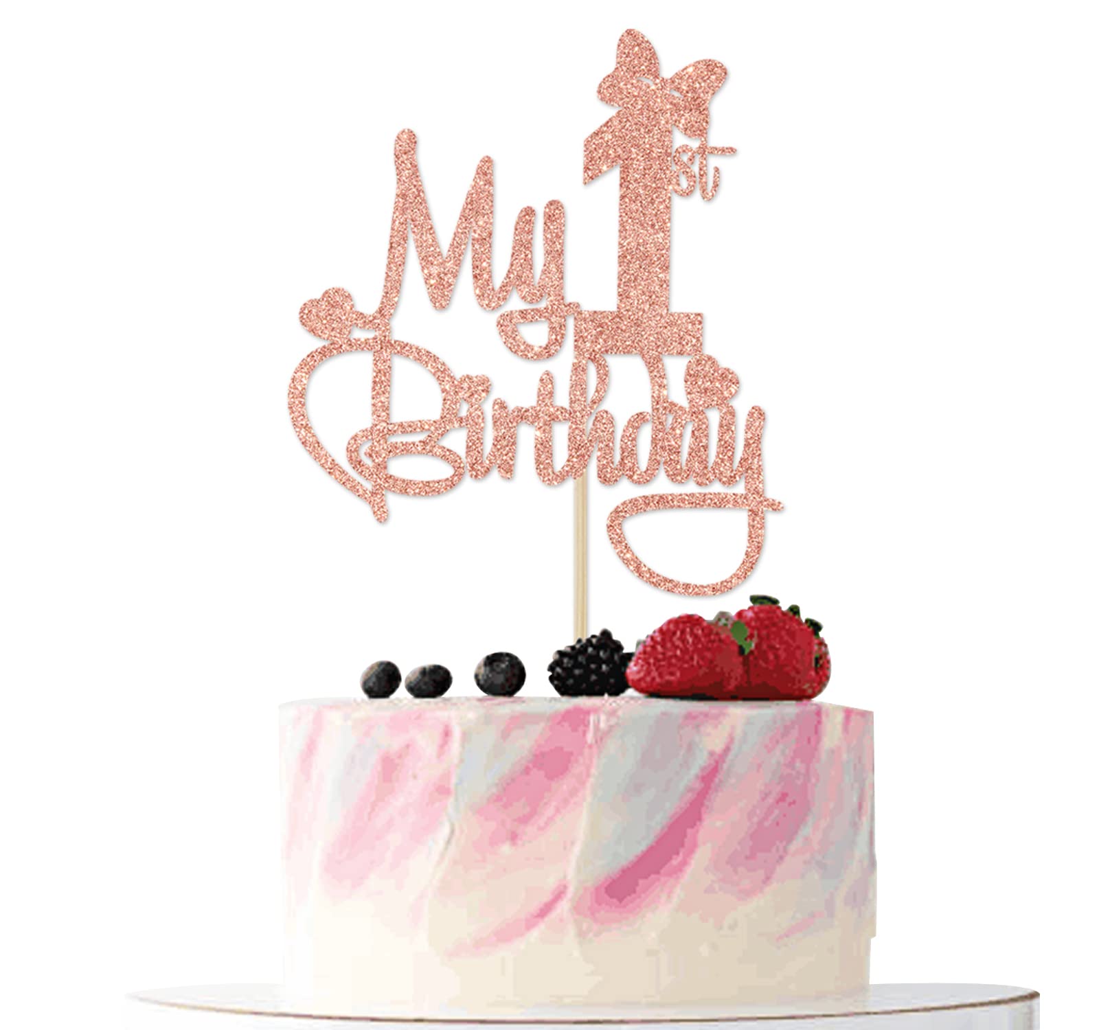 Rose Gold Glitter My 1st Birthday Cake Topper, Miss Onederful/Happy 1st Birthday/Wild One, Funny Baby Shower Party Decorations Supplies