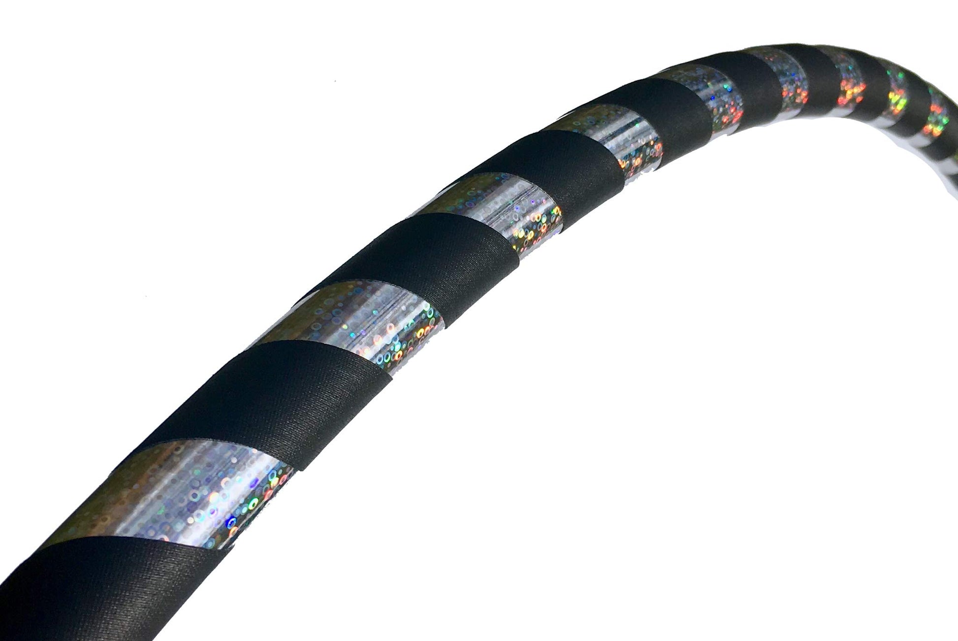 SpinMajik Beginner Exercise Hula Hoop for Fitness and Fun Made for Adults Weighted at 1 Pound (Choose Your Size and Tape Job) (Silver Holographic, 46)