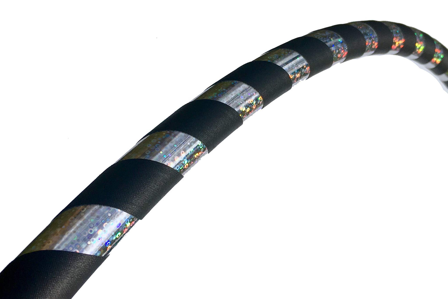 SpinMajik Beginner Exercise Hula Hoop for Fitness and Fun Made for Adults Weighted at 1 Pound (Choose Your Size and Tape Job) (Silver Holographic, 42)