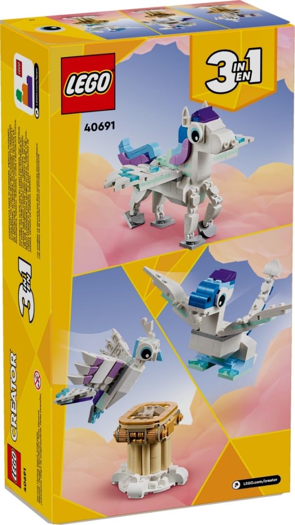 LEGO Creator 3 in 1 Mythical Pegasus, Gift for Grandchildren, Girls and Boys, Buildable Toys, 40691 (278 Pieces)