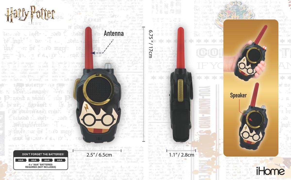 Harry Potter Walkie Talkies for Kids - FRS, Long Range, Adjustable Volume Control
