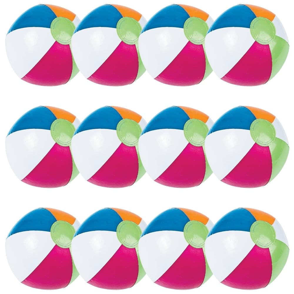 Fun Express - "Brights 14"" Beach Balls for Spring - Toys - Inflates - Beach Balls - Spring - 12 Pieces