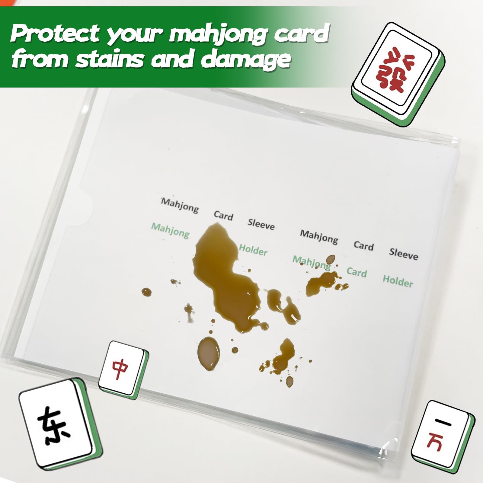 4 Pcs 2026 Mahjong Card Sleeve, Mahjong Card Covers, Compatible with Large Print Size(6 1/8”x4 3/4”), Clear Plastic Sleeves, Durable Tri Fold Mahjong