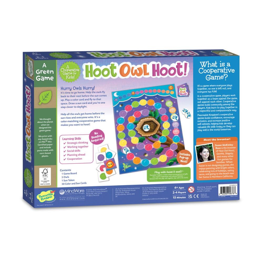 Peaceable Kingdom Hoot Owl Hoot - Cooperative Matching Game For Kids