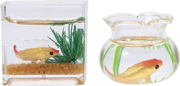 2Pcs 1/12 Scale Accessories Dollhouses Fish Tank?1: 12 Scale Miniature Fish Bowl Miniature Dollhouse Accessories for Garden Scene Decor Desktop