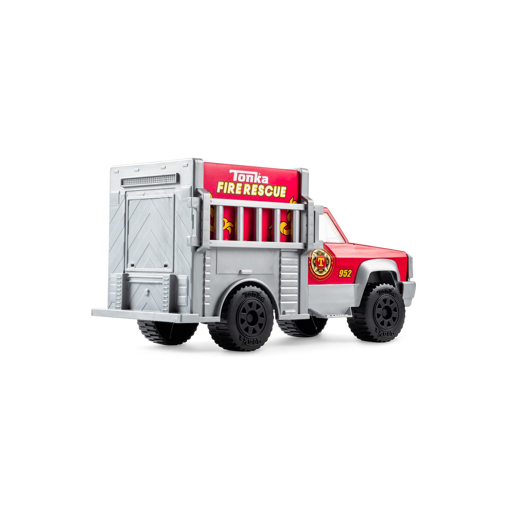 Tonka Steel Classics Fire Rescue Truck - Made with Steel & Sturdy Plastic, Red Toy Construction Truck, Boys and Girls, Kids, Toddlers, Ages 3+