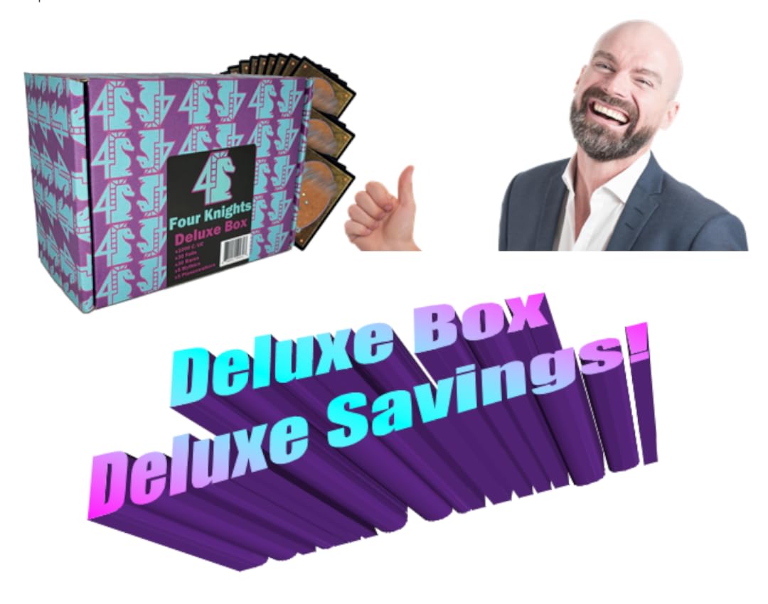 Four Knights MTG Deluxe Collection Booster Box - 1000+ Assorted C/UC Cards with 30 Rares, 30 Foils, and 5 Mythics - Limited Duplicates - Compatible
