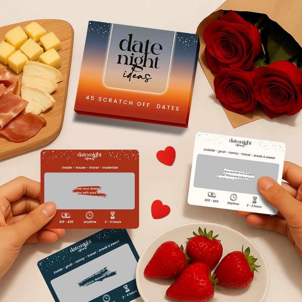 Eluvate 45 Romantic & Fun Scratch Off Date Night Ideas Card Game, Couple Gifts for Boyfriend, Girlfriend, Wife, Husband, Engagement, Birthday