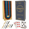 Regal Games Cribbage Board Game Set w/Storage - Fun Table Game with Wooden Board for Adults & Kids - 9 Metal Pegs, Deck of Playing Cards & 2-4 Player