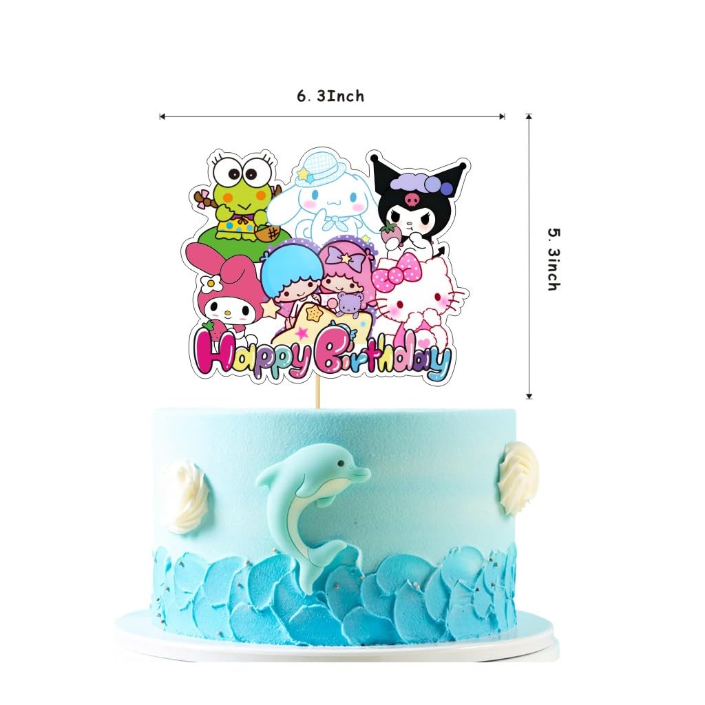 Kawaii and Friends Birthday Decorations,Kawaii and Friends Party Supplies Include Happy Birthday Banner, Cake Topper and Cupcake Toppers, Balloons