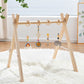 Toyking Foldable Wooden Baby Play Gym with 4 Sensory Hanging Toys, Montessori Infant Activity Frame for 0-12 Months