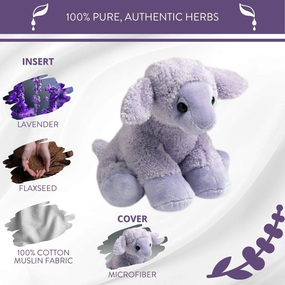 Sonoma Lavender Plush Lamb Microwavable Aromatherapy Pillow Filled with Lavender and Flaxseed, Removable and Washable Cover