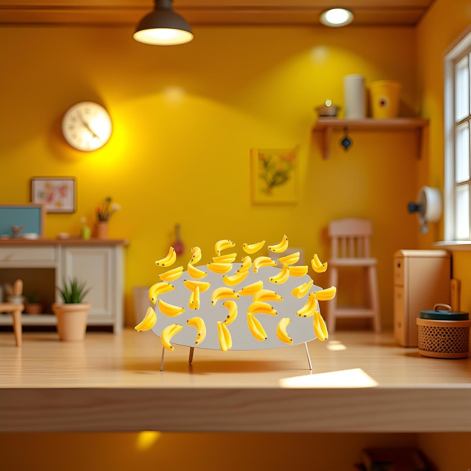Seadiquiet 30Pcs Yellow Mini Plastic Artificial Bananas 1/12 Scale Dollhouse Accessories, Realistic Miniature Fruit Models for Fairy Garden Kitchen