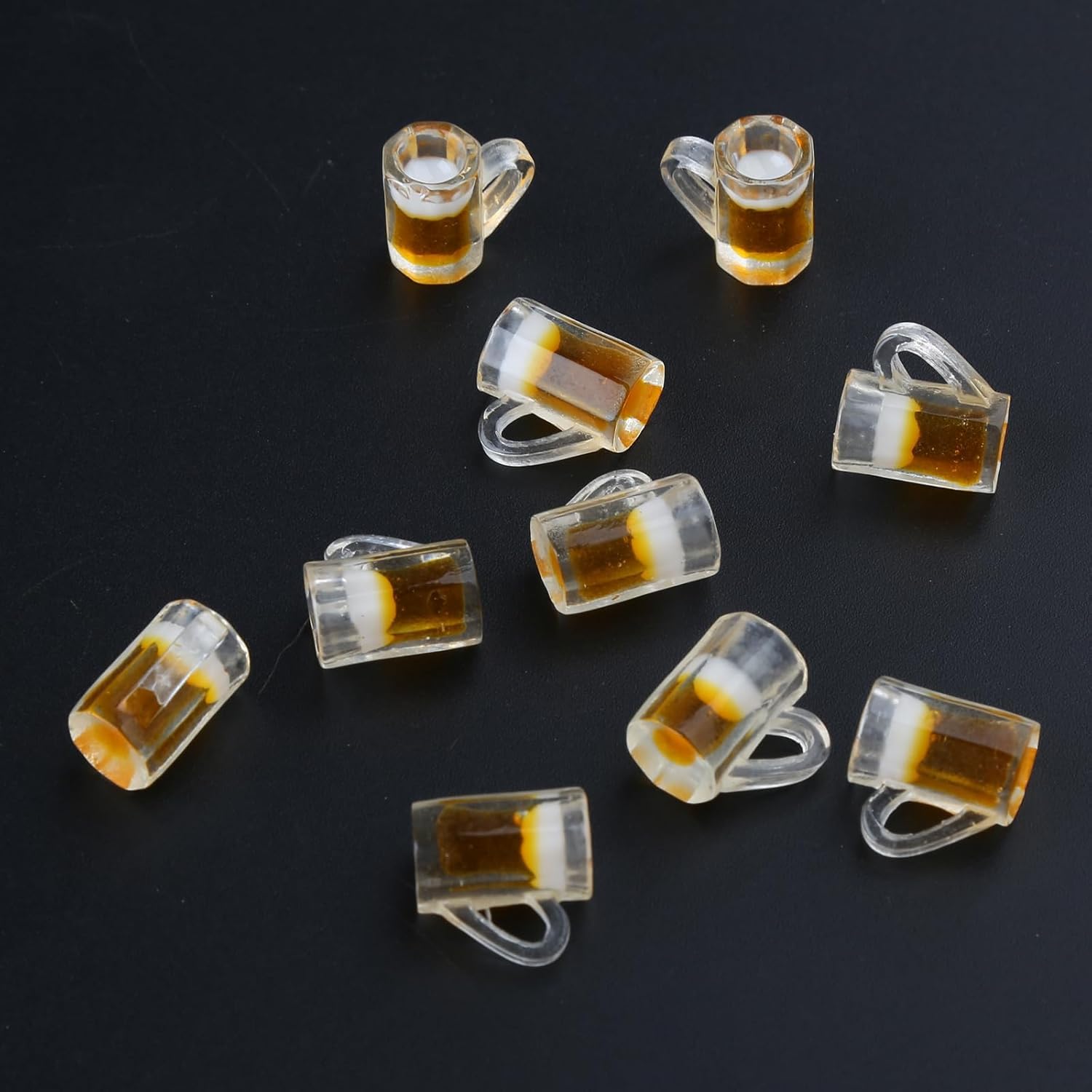10Pcs Simulation Beer Dollhouse Beer Mugs Glasses Resin Miniatures Models Photo Props Dollhouse Accessories