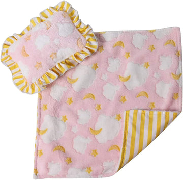Baby Whitney Pink Clouds Doll Blanket & Pillow