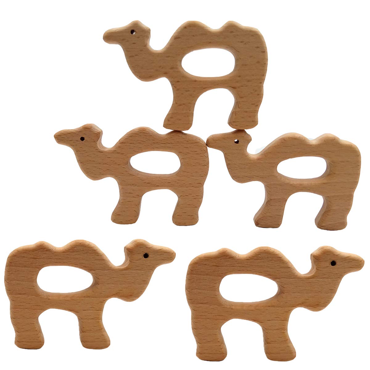 Natural Wooden Camel Children Toys Pendant Pure Natural Beech Wood Animal Toy Shape for Handmade Necklace/Bracelet (Camel)