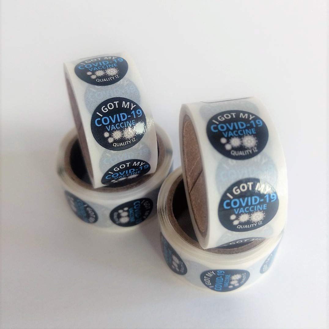 0.5" I Got My COVID-19 Vaccine, Stickers (1" Core, Black, 100 Per Roll)