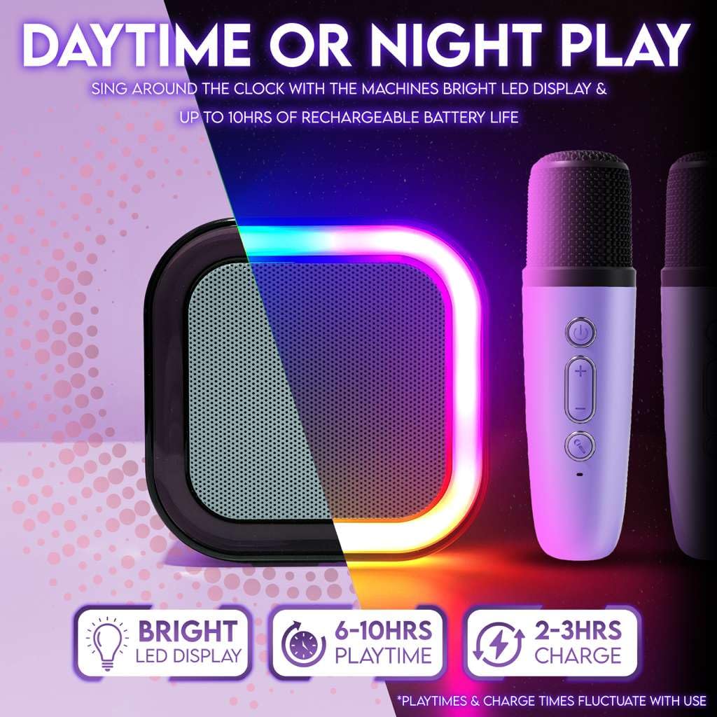 Karaoke Machine for Kids Adults, Portable Mini Bluetooth Speaker with 2 Wireless Microphones, LED Lights, Singing System for Family Home Party, Voice