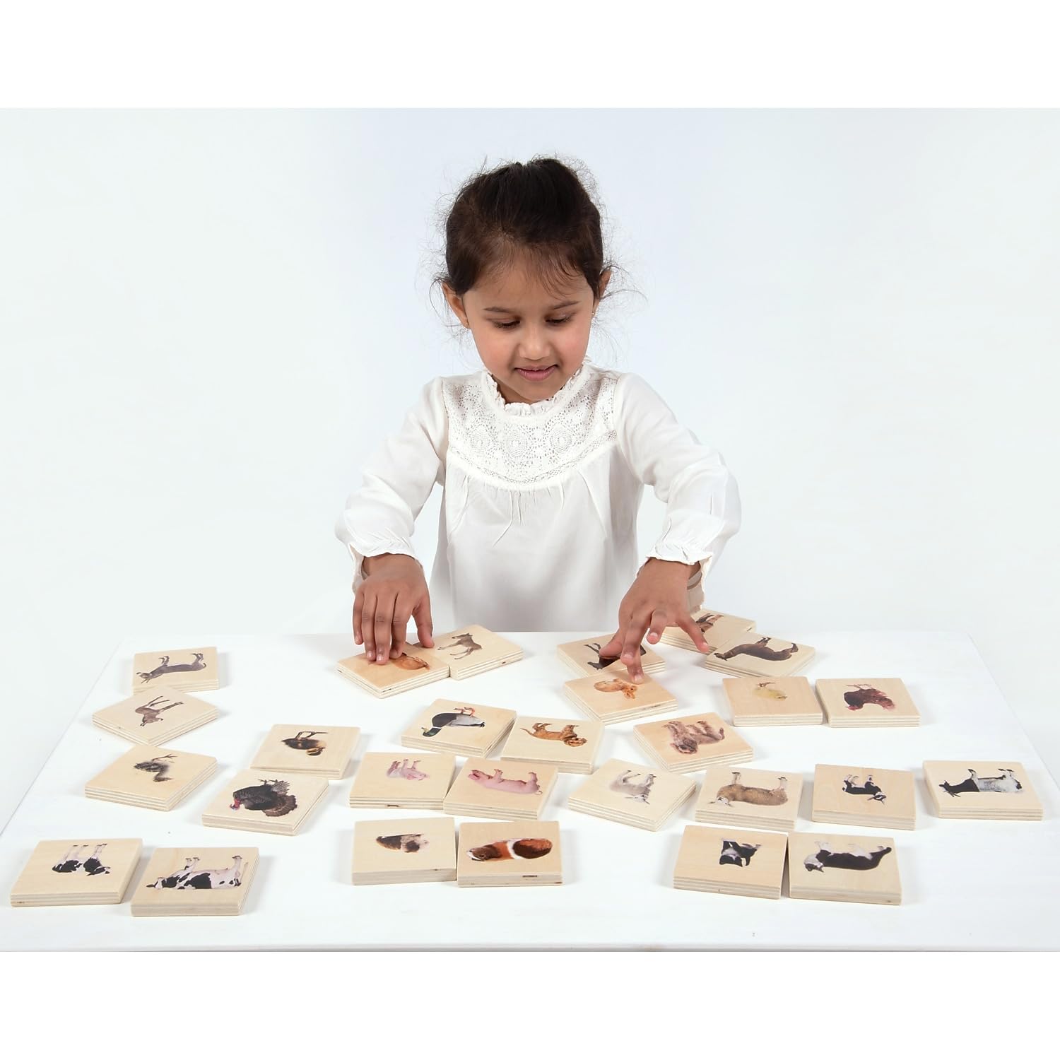 TickiT - 73406 Domestic Animal Family Match - Set of 28 - Real Pictures - Animal Memory Game with Parents and Babies - Animal Matching Game