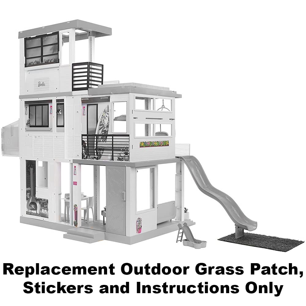 F-Price Replacement Parts for Barbie Doll Dreamhouse Playset - GRG93 ~ Replacement Outdoor Grass Patch, Stickers and Instructions, Pink, Black