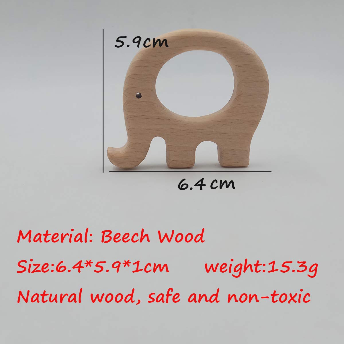 10pcs Natural Wooden Elephant Montessori Toy Pendant Pure Natural Beech Wood Animal Shape Toys for Handmade Necklace/Bracelet (Fat Elephant 10pcs)