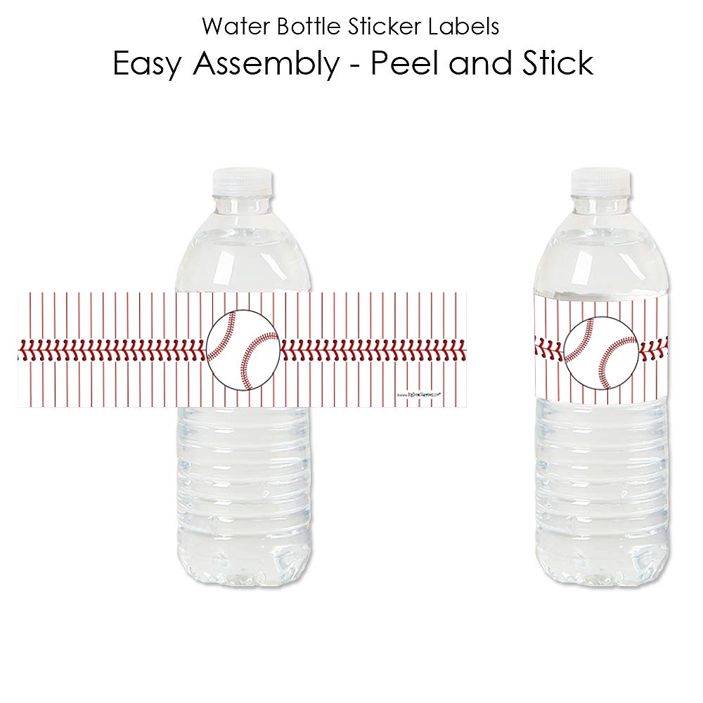 Big Dot of Happiness Batter Up - Baseball - Baby Shower, Birthday Party Water Bottle Sticker Labels - Set of 20