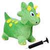 Plush Green Dinosaur Bounce & Ride-on Inflatable Hopper Toddler Toy with Pump