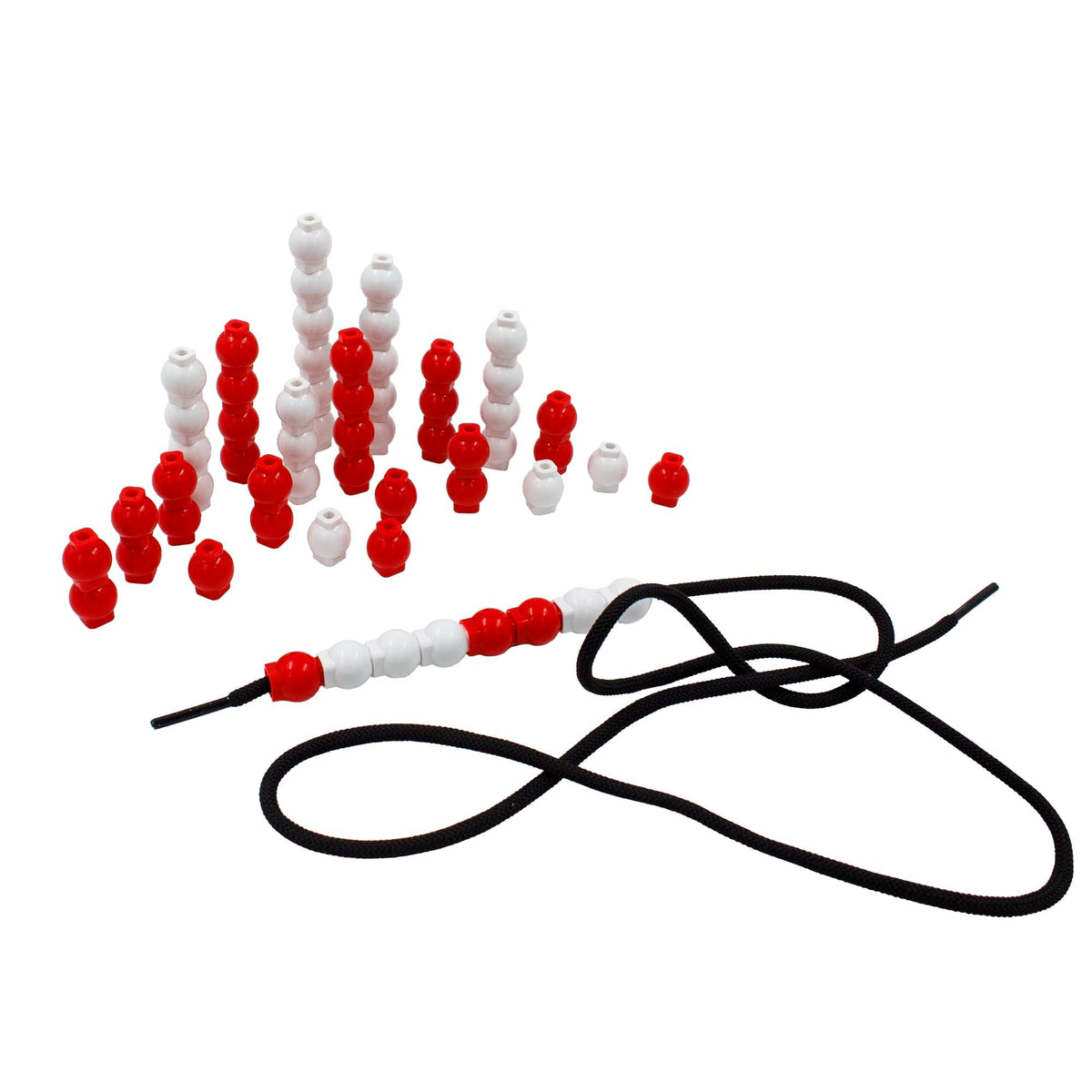 Junior Learning: 60 Bead Cubes & Laces - Includes 30 White & 30 Red Beads & Black Lace String, Hands-On Math Learning & Development, Kids Ages 4+