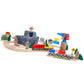 Wooden Train Set Kids Lift & Load Magnetic Crane Helicopter Semi Truck Shipping Containers Diesel Engine STEM Construction Playset Compatible