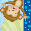 Baby Shower Beverage Paper Napkins - 5" x 5", Boy Monkey, 16 Pcs