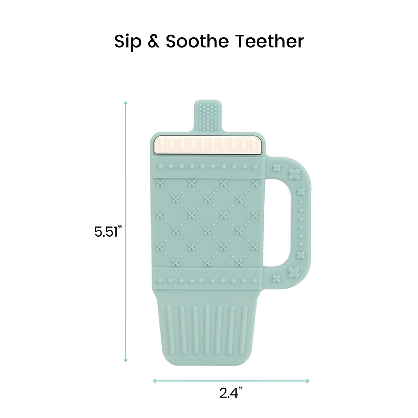 Lulyboo Sip & Soothe Silicone Teether 3 Pack - Food-Grade Soft Silicone, Textured Fruit-Shaped Teething Toys with Easy-Grip Handles for Sensory