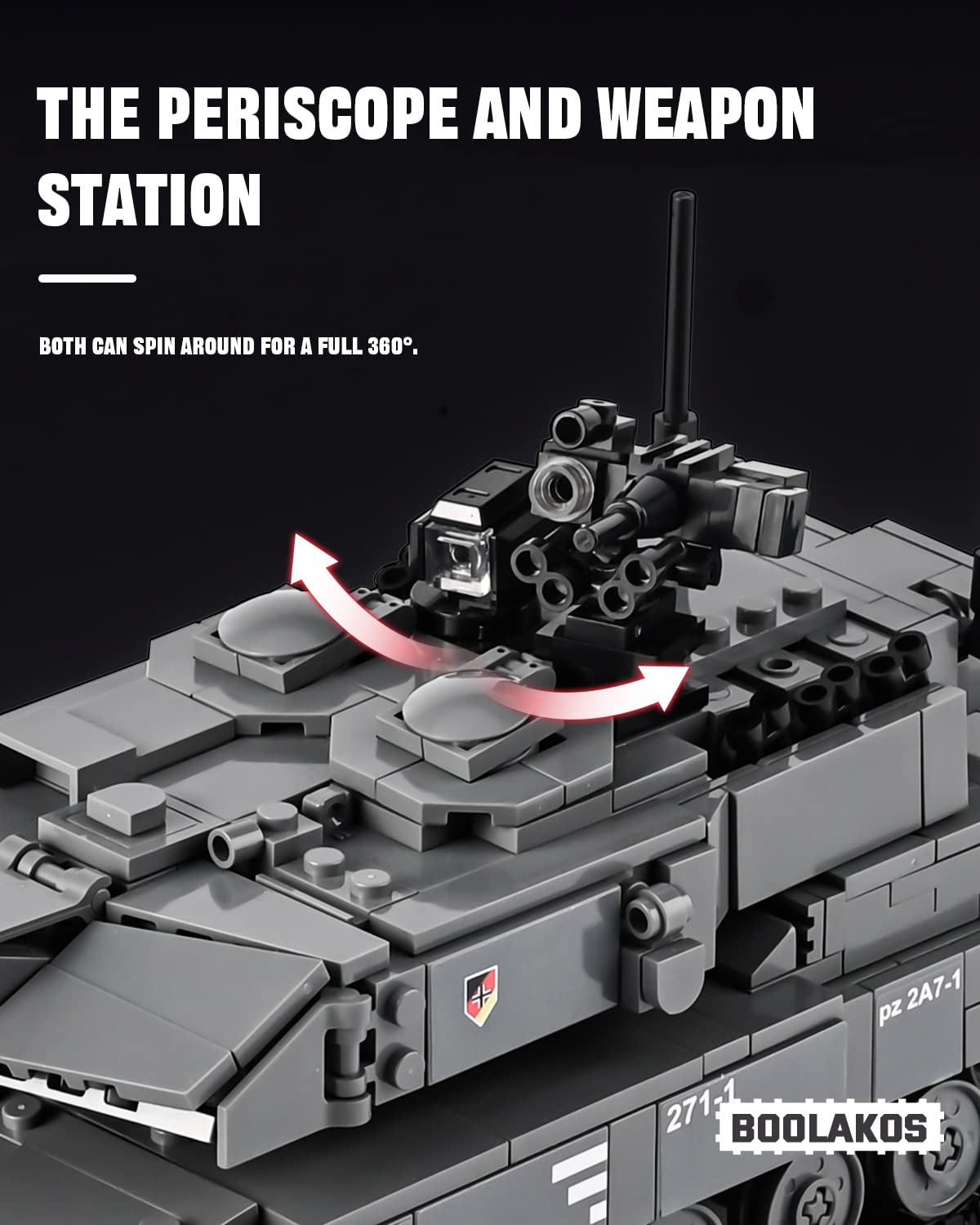 BOOLAKOS Leopard 2A7+ Tank Building Block, Military Army WW2 Tank Model Kit, Construction Set Gift Giving Toys for Adult (898 PCS)