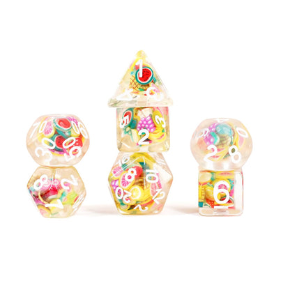 FanRoll 16mm Resin Poly DND Dice Set: Fruit Dice, Role Playing Game Dice for Dungeons and Dragons